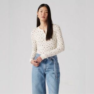 Levi's Cream Floral Long Sleeve Top